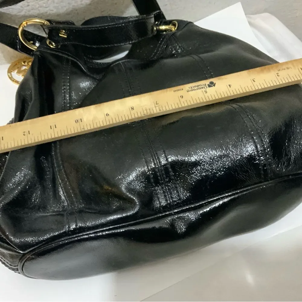 Michael Kors Textured Leather Zipper Shoulder Black Bag Purse